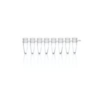 BrandTech BIO-CERT® 8-Strip PCR Tubes without Caps, Polypropylene, 0.2 mL, Clear; 125/Pk
