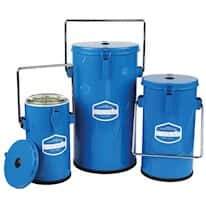 Blue Enameled Steel and Glass Dewar Flask with Handle, Lid, and Lid Clamps, 2 L