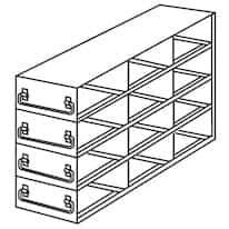 Cole-Parmer Upright Freezer Drawer Rack for 100-Cell Hinged Top Plastic Boxes, 3 x 4 Array