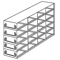 Cole-Parmer Upright Freezer Drawer Rack for 100-Cell Hinged Top Plastic Boxes, 4 x 5 Array