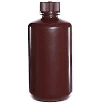 Cole-Parmer Amber Narrow-Mouth Plastic Bottle, HDPE, 250mL (8oz); 12/PK