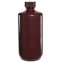 Cole-Parmer Amber Narrow-Mouth Plastic Bottle, HDPE, 500mL (16oz); 12/PK