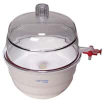 Cole-Parmer Vacuum Desiccator with Polycarbonate Cover, Polypropylene Base, 10"/250 mm dia