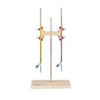 Cole-Parmer Double Buret Clamp, Nickel-Plated Zinc, with Support Stand and Rod; Holds Up to 100 ml Burets