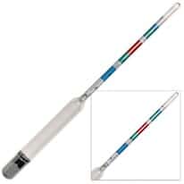 Cole-Parmer Triple Scale Beer and Wine Hydrometer, Glass; 0.99-1.162 SpGr, 0-35° Brix,  0-20% PAV