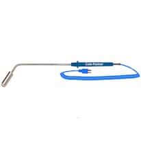 Cole-Parmer Type-T, 45 Angle Surface Probe, 10" L, Mini-Connector, Exposed, 5ft Coil Cord