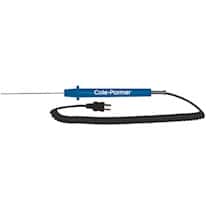 Cole-Parmer Type-J, Small-Diameter Standard Probe, Mini-Connector, 4" L, .063 Dia, Grounded 