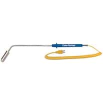 Cole-Parmer Type-K, 45 Angle Surface Probe, 10" L, Mini-Connector, Exposed, 5ft Coil Cord