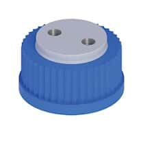 Cole-Parmer VapLock™ Solvent Delivery Cap with 304 SS Port Thread Inserts, two 1/4"-28, GL45; 1/ea