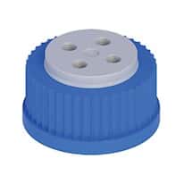 Cole-Parmer VapLock™ Solvent Delivery Cap with Viton Air Inlet Valve, Four 1/4-28 ports, GL45; 1/EA