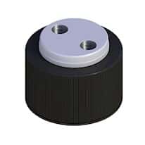 Cole-Parmer VapLock™ Solvent Delivery Cap with 304 SS Port Thread Inserts, two 1/4"-28, GL38; 1/ea