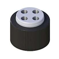 Cole-Parmer VapLock™ Solvent Delivery Cap with 304 SS Port Thread Inserts, four 1/4"-28, GL38; 1/ea