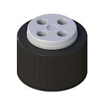 Cole-Parmer VapLock™ Solvent Delivery Cap with FFKM Air Inlet Valve, Four 1/4-28 ports, GL38; 1/EA