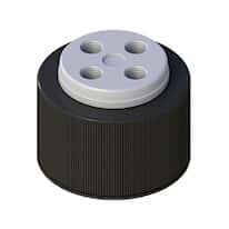 Cole-Parmer VapLock™ Solvent Delivery Cap with EPDM Air Inlet Valve, Four 1/4-28 ports, GL38; 1/EA