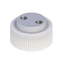Cole-Parmer VapLock™ Solvent Delivery Cap w/ 304 SS Port Thread Inserts, two 1/4"-28, 38 mm Wako; 1/ea