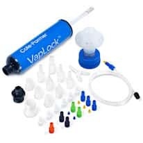 Cole-Parmer VapLock™ Solvent Waste Kit, PP, GL45, 1x1/2" NPT, 3x1/4" NPT, 6x1/4"-28 UNF; 1/EA