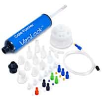 Cole-Parmer VapLock™ Solvent Waste Kit, PTFE, 61 mm, 1x1/2" NPT, 3x1/4" NPT, 6x1/4"-28 UNF; 1/EA