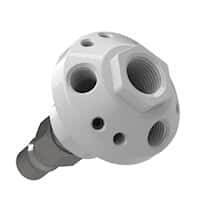 Cole-Parmer VapLock™ Solvent Waste Manifold, PTFE, Justrite SS, 1x1/2"NPT, 3x1/4"NPT, 6x1/4-28; 1/ea