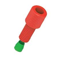 Cole-Parmer VapLock™ Fitting, Red PP w/ Green ETFE, Straight, Compression to Threaded Adapter, 1.8-2.0 mm OD x 1/4-28 UNF(M); 10/PK