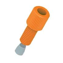 Cole-Parmer VapLock™ Fitting, Orange PP w/ White ETFE, Straight, Compression to Threaded Adapter, 2.5 mm OD x 1/4-28 UNF(M); 10/PK