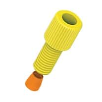 Cole-Parmer VapLock™ Fitting, Yellow PP w/ Orange ETFE, Straight, Compression to Threaded Adapter, 3.0 mm OD x 1/4-28 UNF(M); 10/PK