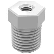 Cole-Parmer VapLock™ Threaded Adapter Fitting, 9/16" Hex, Straight, Polypropylene, 1/4" NPT(M) x 1/4-28 UNF(F)