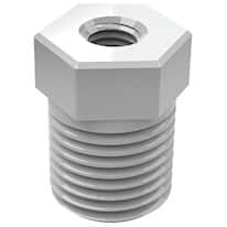 Cole-Parmer VapLock™ Threaded Adapter Fitting, 9/16" Hex, Straight, PTFE, 1/4" NPT(M) x 1/4-28 UNF(F)