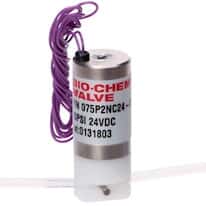Cole-Parmer VapLock™ Solenoid Operated Pinch Valve, Two-Way Normally Open, 1/32" ID Silicone; 24 VDC