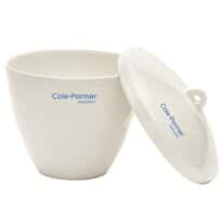 Cole-Parmer High-Form Crucible with Cover, Porcelain, 120 mL; 24/PK