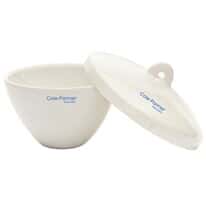 Cole-Parmer High-Form Crucible with Cover, Porcelain, 200 mL; 12/PK