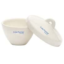 Cole-Parmer Wide-Form Crucible with Cover, Porcelain, 20 mL; 12/PK