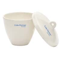 Cole-Parmer High-Form Crucible with Cover,  Porcelain, 50 mL; 12/PK