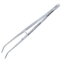 Cole-Parmer Stainless Steel Tweezers, w/ Lock, Bent Tips, Serrated, 152mm