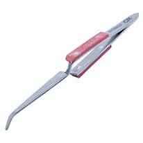 Cole-Parmer Stainless Steel Tweezers, Reverse Action, Fiber Grip, Straight Bent Tips, 165mm 