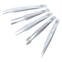 Cole-Parmer Stainless Steel Tweezers, Set of 5 w/Pouch