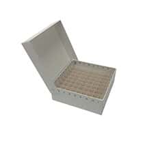Cole-Parmer Cardboard Freezer Box, Plain White, 5-1/4" x 5-1/4" x 2", with 81-Place Divider