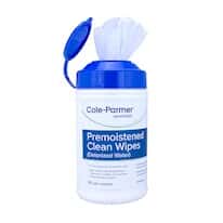 Cole-Parmer Clean Lab Wipes, 100% DI Water, 6" x 7.5"; 100 Wipes/Canister
