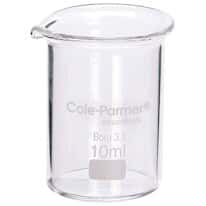 Cole-Parmer Low-Form Beaker, Glass, Griffin Style, Graduated, 10 mL; 12/Pk