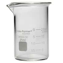 Cole-Parmer Plus Griffin Low-Form Beaker, Glass, 25 mL; 12/PK