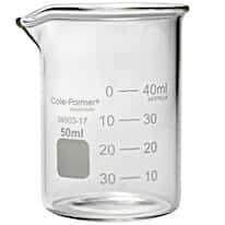 Cole-Parmer Plus Griffin Low-Form Beaker, Glass, 50 mL; 12/PK