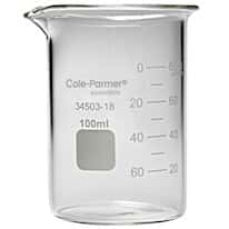 Cole-Parmer Plus Griffin Low-Form Beaker, Glass, 100 mL; 12/PK