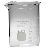 Cole-Parmer Plus Griffin Low-Form Beaker, Glass, 250 mL; 12/PK