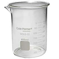 Cole-Parmer Plus Griffin Low-Form Beaker, Glass, 400 mL; 8/PK