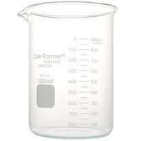 Cole-Parmer Plus Griffin Low-Form Beaker, Glass, 1000 mL; 6/PK