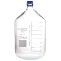 Cole-Parmer Glass Media Bottle, Class A, Round, 10000 mL (338 oz)