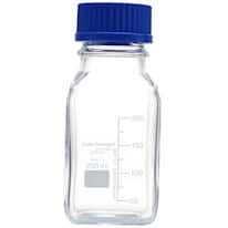Cole-Parmer Glass Media Bottles, Class A, Square, 250 mL (8.5 oz); 10/PK