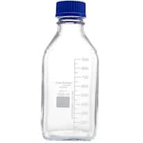 Cole-Parmer Glass Media Bottles, Class A, Square, 1000 mL (33.8 oz); 10/PK