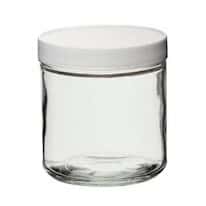 Cole-Parmer Straight-Sided Round Jar, Clear Glass, 185mL (6 oz); 24/CS