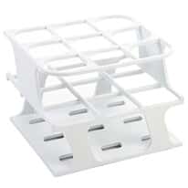 Cole-Parmer Durable Tube Rack, Half Size, POM, 30mm, 9-Place, White; 8/CS