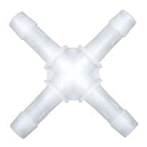 Cole-Parmer Hose Barb Fitting, Cross Union, Natural Kynar®, Cleanroom Packed, 1/2" ID; 10/Pk